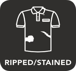 icon of ripped or stained item which is unacceptable for recycling